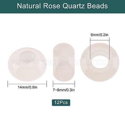 SUNNYCLUE 1 Box Natural Rose Quartz Beads Hole 6mm Large Hole Stone Beads European Beads for Hair Snake Chain Beads Charms Hair