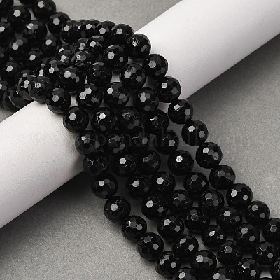 Натуральный черный турмалин бисер нитей&nbsp;G-S345-8mm-002-1
