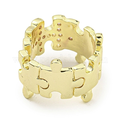 Открытые кольца-манжеты из латуни с микро-паве и кубическим цирконием для женщин RJEW-I103-005G-1