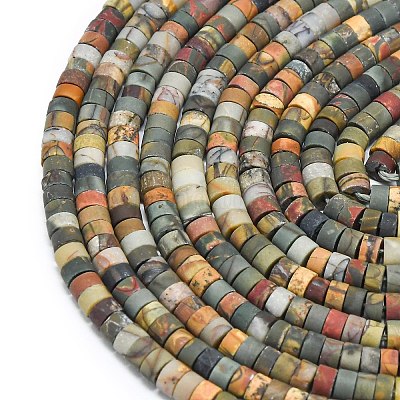 Нити бусин из натуральной красной яшмы пикассо/полихромной яшмы&nbsp;G-P575-B10-4x2mm-1