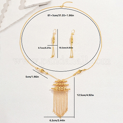 Элегантные геометрические серьги и ожерелья из латуни для женского праздника IK8887-1