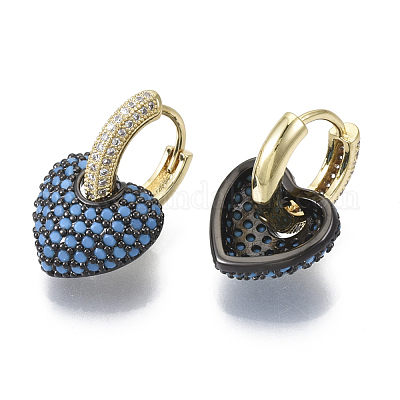 Серьги-кольца Huggie с подвесками из латуни с прозрачным фианитом и прозрачным фианитом KK-R137-018-NF-1