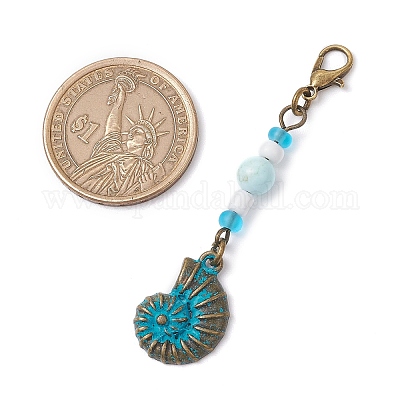 9 шт. подвеска из сплава с подвесками и стеклянными бусинами в морском стиле HJEW-JM03158-1