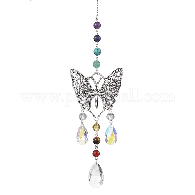 Украшение из полой бабочки из сплава HJEW-TA00227-1