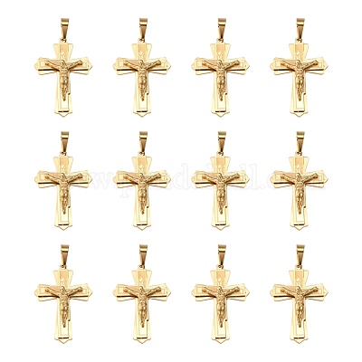 Золотые кресты-распятия из нержавеющей стали 304 большие подвески на пасху STAS-V0493-79B-1