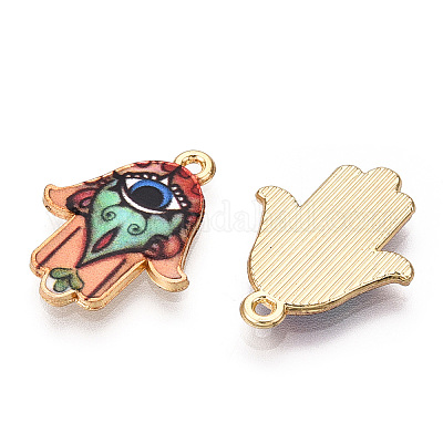 Подвески из сплава светлого золота с принтом ENAM-N056-206A-1