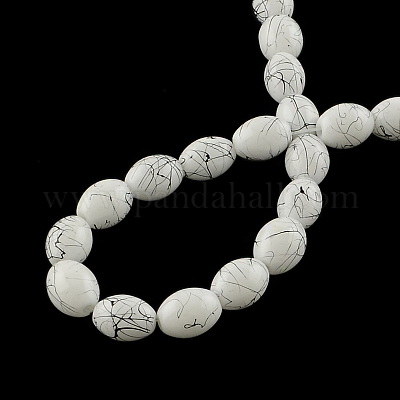 Строковые стеклянные бусины с обжиговой росписью в нитях GLAD-S080-8x11-74-1