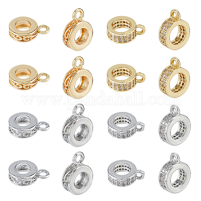 16 шт. 4-х стилевые латунные трубчатые дужки с микропаве из кубического циркония KK-FH0007-20-1