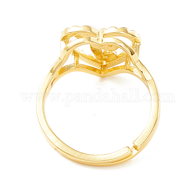 Настоящие 18-каратные позолоченные латунные регулируемые кольца с алфавитом RJEW-M139-18T-1