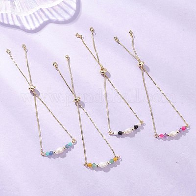 4 шт. 4-х стильный латунный браслет-слайдер с цепочкой-коробкой BJEW-JB12700-1