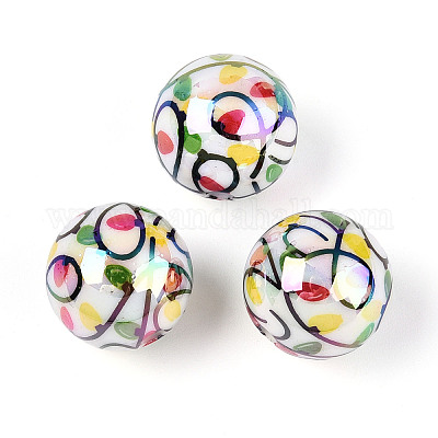 Печатные непрозрачные акриловые бусины MACR-T048-05A-1