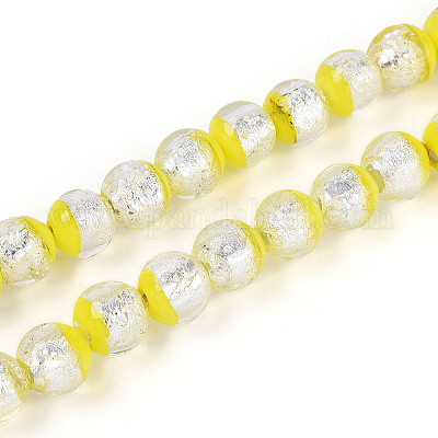 Светящиеся бусины ручной работы из серебряной фольги в технике лэмпворк FOIL-N029-03B-1