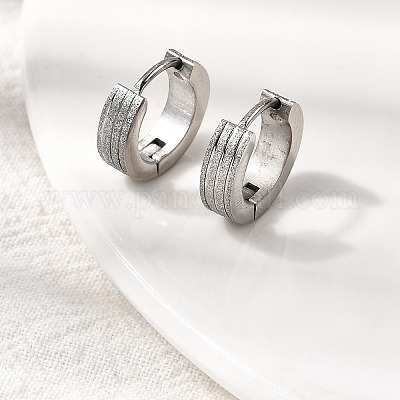 Серьги-кольца из нержавеющей стали 304 EJEW-L302-03D-P-1