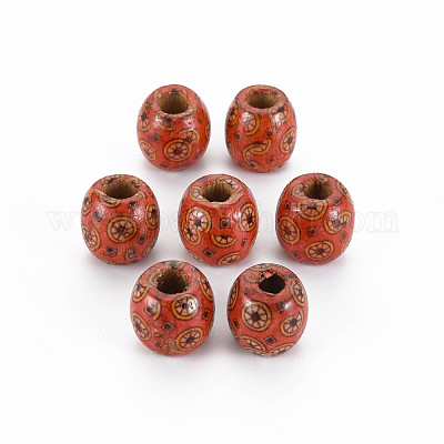 Печатные бусы из натурального дерева WOOD-S053-62A-1