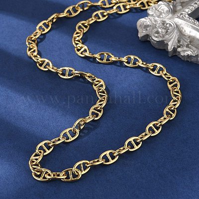 Овальные звенья цепи из латуни ожерелья для женщин и мужчин NJEW-F337-05G-1