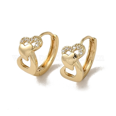 Серьги-кольца из латуни с микропаве из кубического циркония EJEW-L271-05KCG-02-1