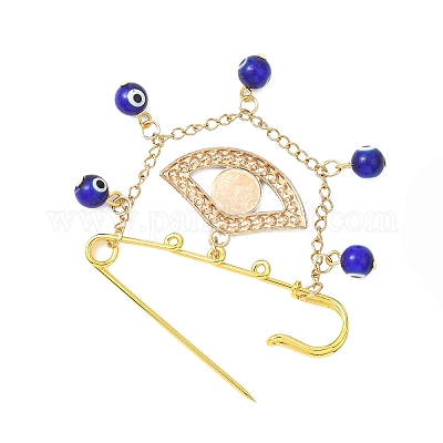 Булавки для килта из сплава синего сглаза со стразами JEWB-BR00200-1
