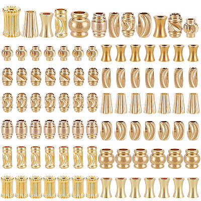 96 шт. 12 стиля латунных рифленых бусин FIND-PH0022-40-1