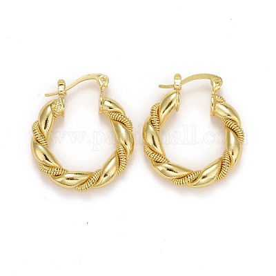 Латунные серьги обруча EJEW-F278-07G-1