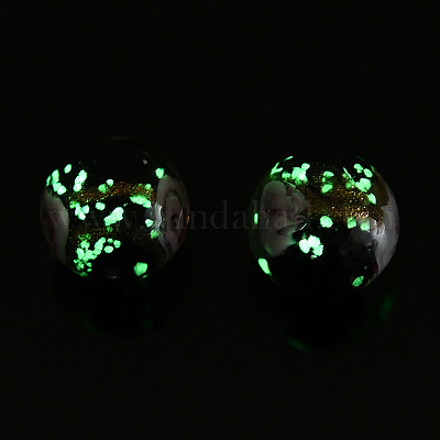 Светящиеся бусины лэмпворк из золота и песка ручной работы LAMP-T021-03K-1