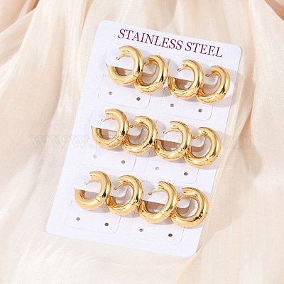 202 серьги-кольца из нержавеющей стали Huggie Hoop X-EJEW-O087-08C-G-1