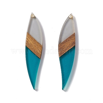 Большие подвески из прозрачной смолы и орехового дерева RESI-M027-08B-1