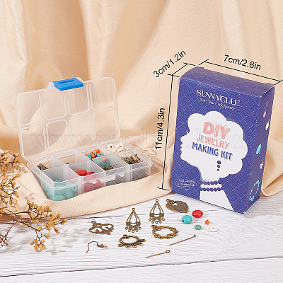 1 Box DIY Make 10 Pairs Bohemian Chandelier Earrings Making Kit Including  Chandelier Links Turquoise Beads Earring Findings for Women Beginners DIY