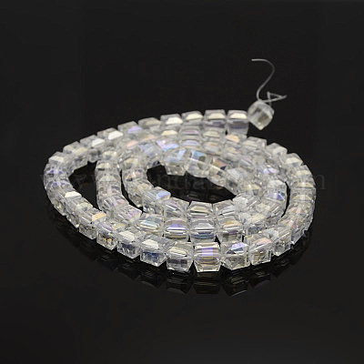 Граненые кубические стеклянные бусины GLAA-A031-6mm-AB11-1