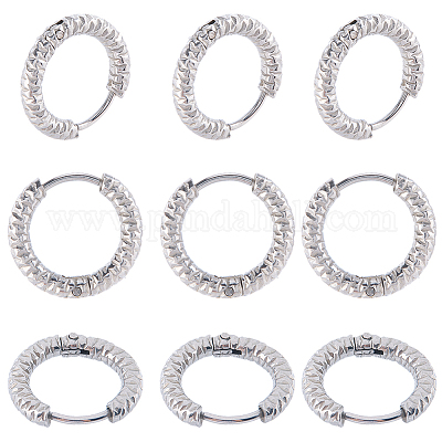 24 шт. текстурированные серьги-кольца из нержавеющей стали 303 для женщин EJEW-SC0001-78-1