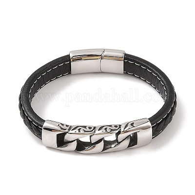 Плетеные браслеты из кожаного шнура из микрофибры BJEW-B096-09AS-1