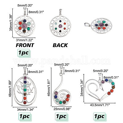 4 шт. 4 подвески с драгоценными камнями чакры G-PH0001-85-1