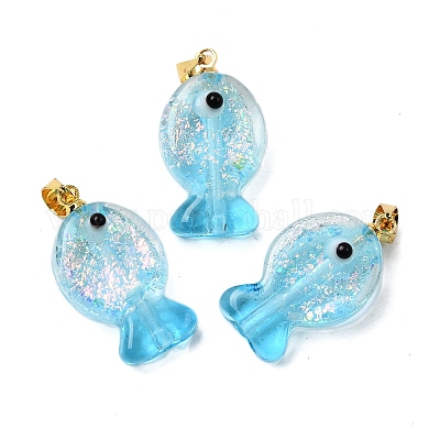 Подвески ручной работы из дихроичной фольги в технике лэмпворк DICH-G001-01G-07-1