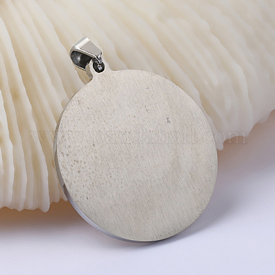 Не тускнеющий плоский круглый с подвесками из нержавеющей стали 201 с изображением дерева жизни STAS-I040-06A-1-1