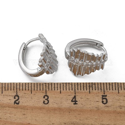 Серьги-кольца из латуни с прозрачным фианитом EJEW-Q014-17P-1