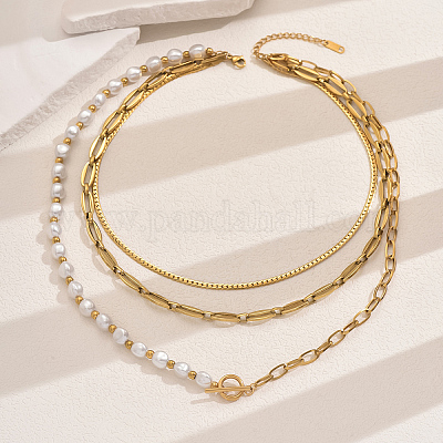 Женские ожерелья в стиле барокко из нержавеющей стали 201 EE6701-1