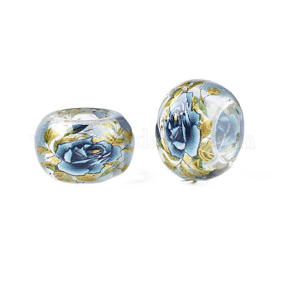 Прозрачные акриловые бусины с цветочным принтом TACR-S160-01-D01-1