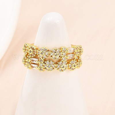Манжеты из латуни с микро паве кубический цирконий для женщин RJEW-Z113-50G-1