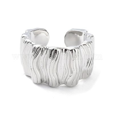 Латунные текстурированные открытые манжеты для женщин RJEW-D016-01P-1