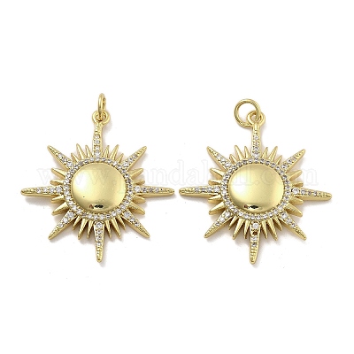 Латунные микропаве прозрачные подвески с фианитом KK-U060-10G-1