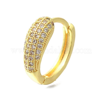 Серьги-кольца из латуни с прозрачным фианитом EJEW-M047-01G-1