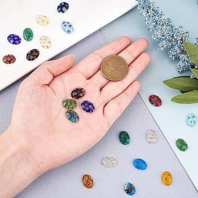 30 шт. кабошоны ручной работы в технике миллефиори-лэмпворк LAMP-SC0001-12-1