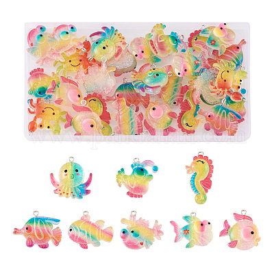 32 шт. 8 стильные подвески из прозрачной смолы на тему океана RESI-TA0001-46-1