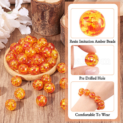 Смола имитация янтарных бусин CRES-TA0001-17-1