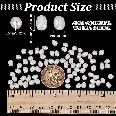 2 нити натуральных бусин из жемчуга Кеши PEAR-NB0002-54-1