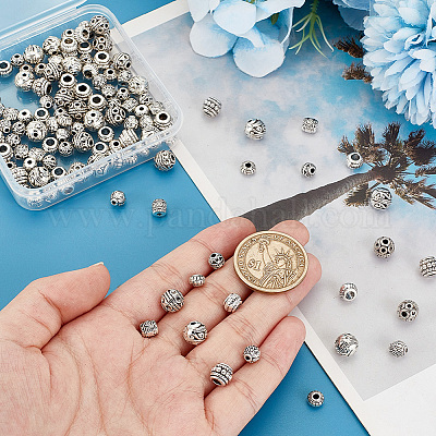 Craftdady Lot De 50 Perles D'espacement Tibétaines En Métal Argenté Vieilli Avec Trou De 1,5 Mm - 11 X 10,5 Mm