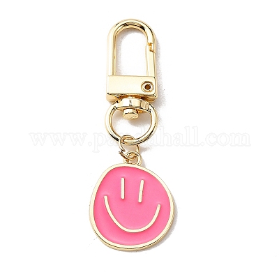 Улыбающееся лицо подвеска из эмали KEYC-WH0036-08LG-02-1