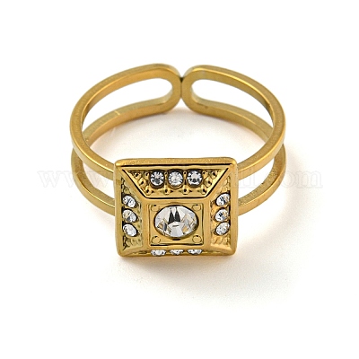 Ионное покрытие (ip) 304 нержавеющая сталь стразы квадратные кольца для женщин мужчин STAS-Z060-01G-1