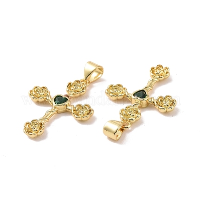 Крест с цветком KK-G435-06G-1