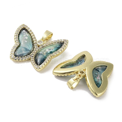 Настоящие 18-каратные позолоченные подвески из латуни с микропаве из кубического циркония KK-R161-05G-05-1