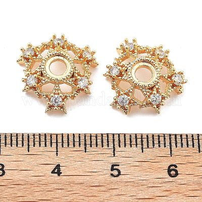 Колпачки для бусин из прозрачного кубического циркония из латуни KK-L222-008G-1